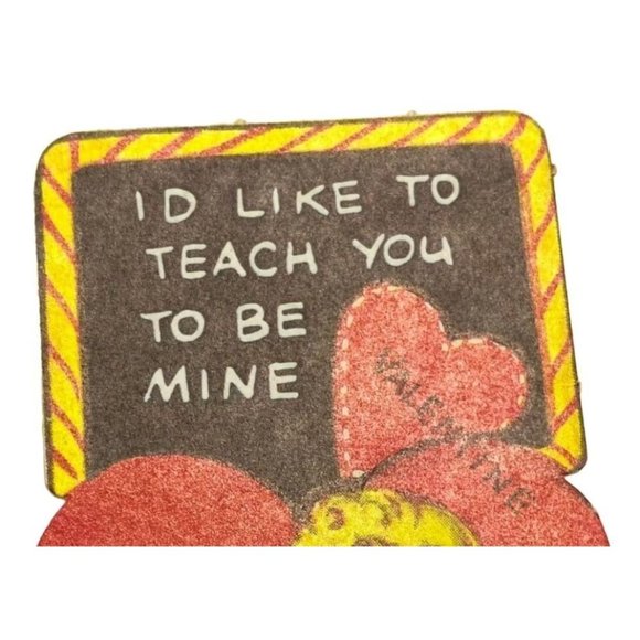Vintage Valentines Day Greeting Card School Teach You to Be Mine Student 40s - Picture 5 of 6